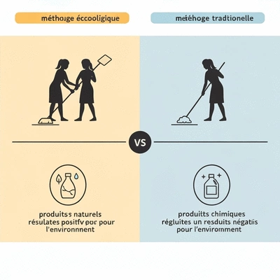 Comparaison visuelle entre un nettoyage écologique et traditionnel