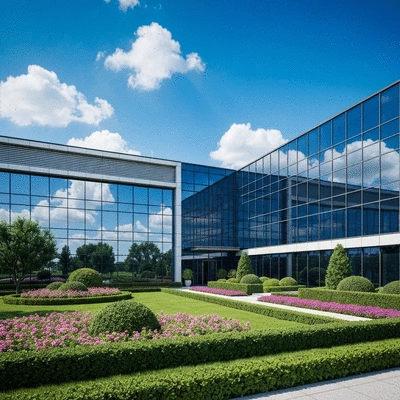 Modern office building exterior with a clean and professional look