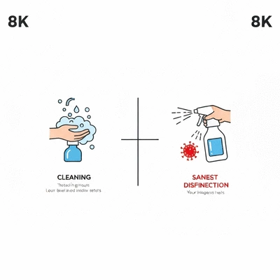 Diagram illustrating the difference between cleaning and disinfection